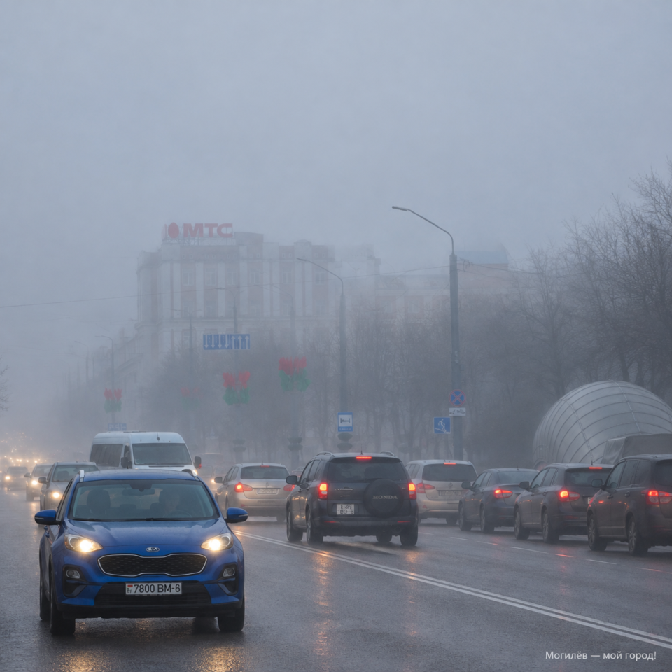 😶‍🌫️ Могилёв в тумане: водителей и пешеходов призывают к осторожности!